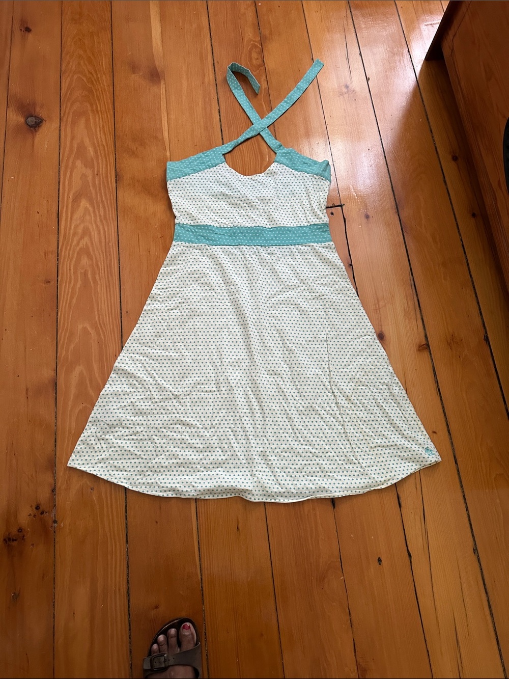Original Penguin Polka Dot Halter Dress in Mint and White
